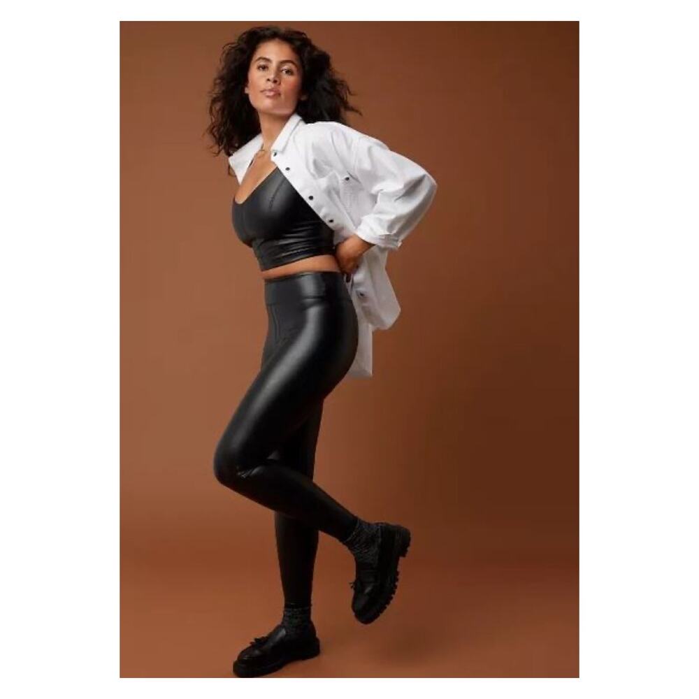 Aerie Offline Black Faux Leather Leggings Sz.XS